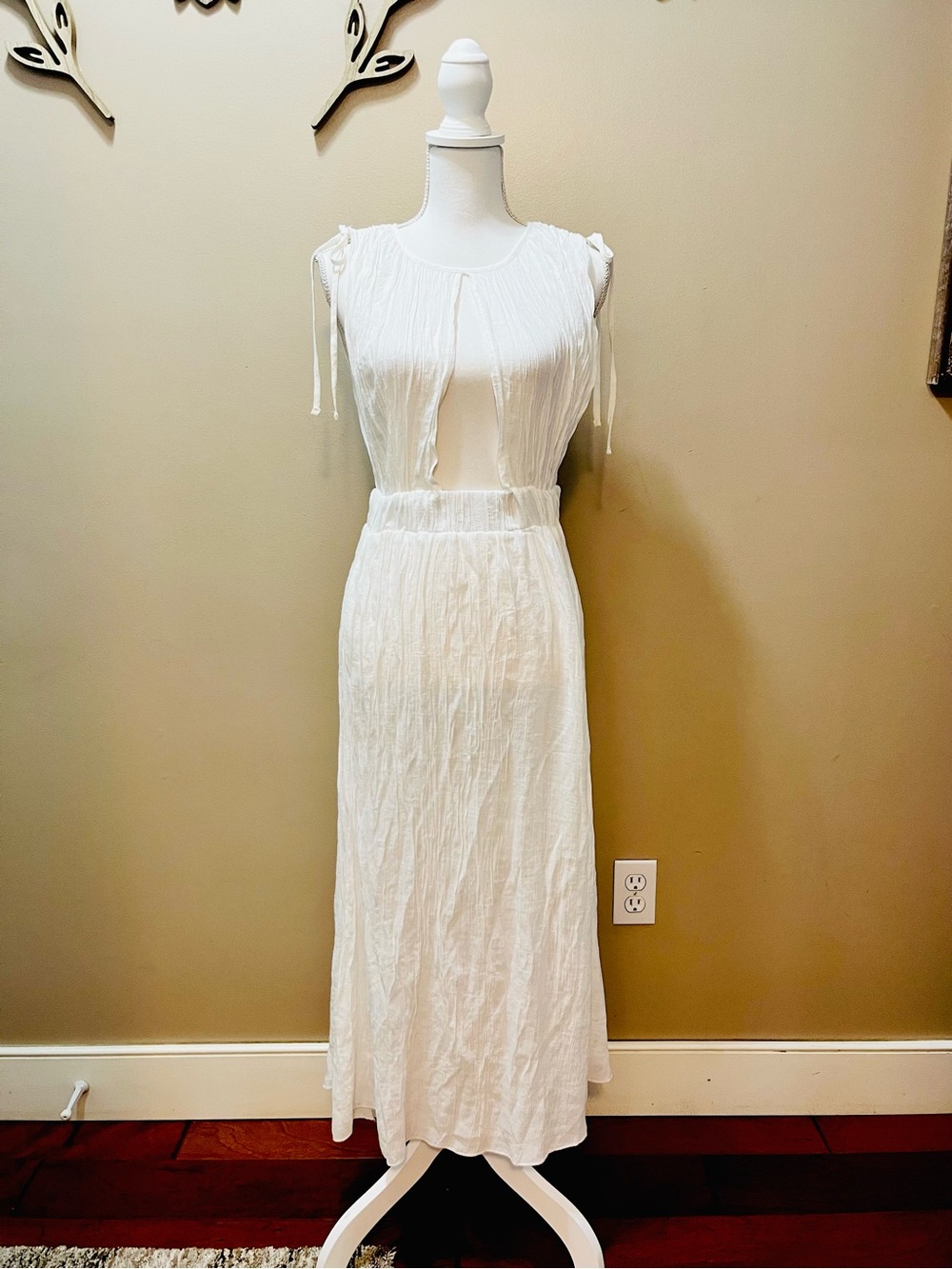 Girl Soul Sheer White Cutout Maxi Dress/ Coverup Size Medium